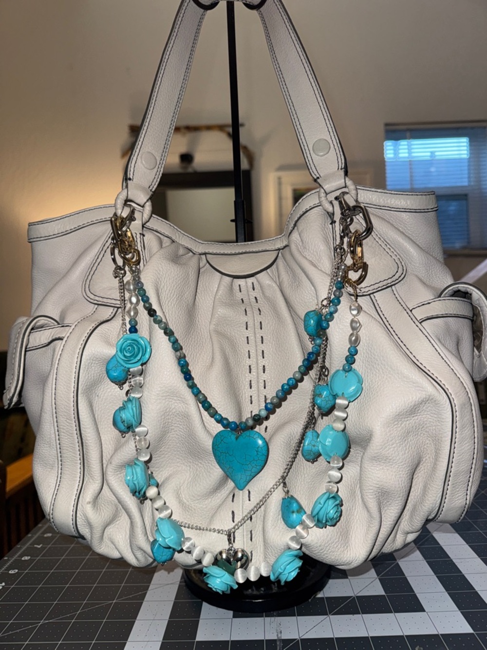 Cole Haan Pebbled Leather Shoulder Bag in Light Grayish Ivory